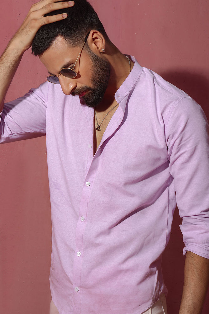 Lilac With Stand-Up Collar Shirt