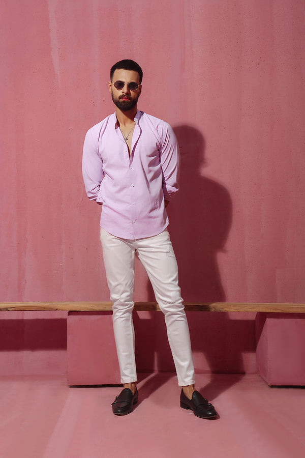 Lilac With Stand-Up Collar Shirt