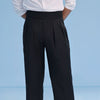 Black High Waisted Wide Leg Side Tab Trousers