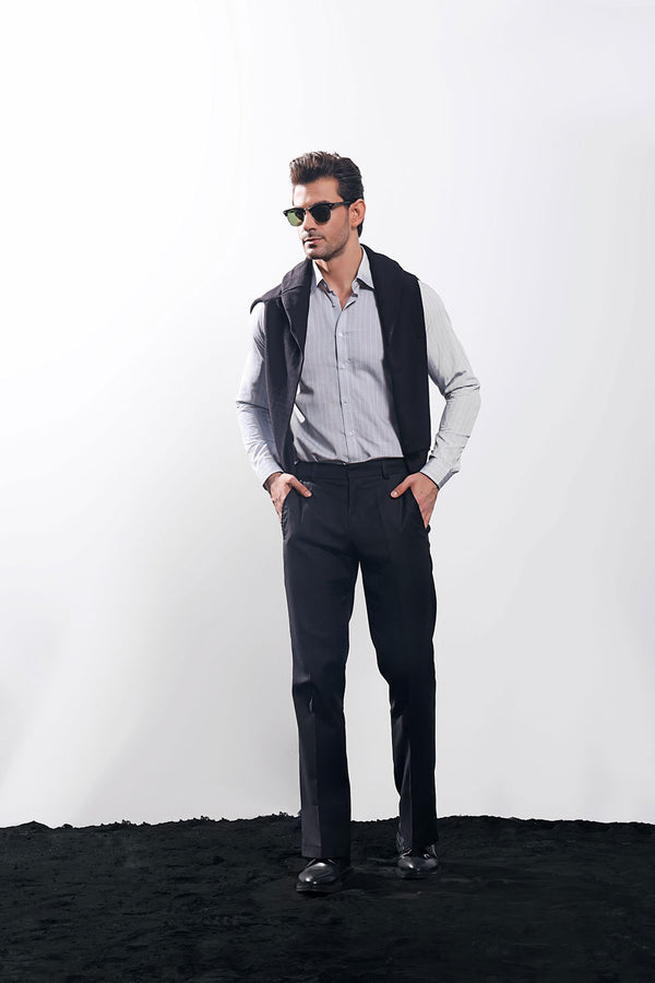 Grey With Stripes Oxford Shirt