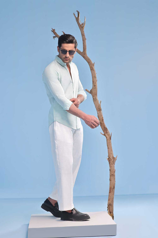Mint Green Linen Regular Fit Shirt