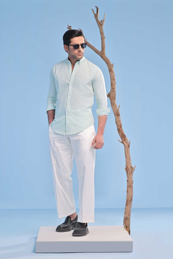 Mint Green Linen Regular Fit Shirt