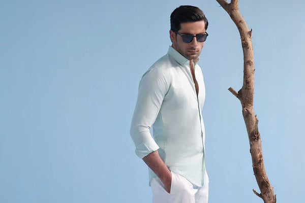 Mint Green Linen Regular Fit Shirt