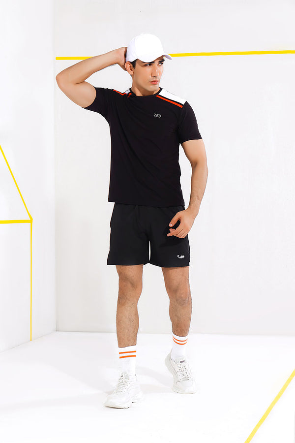 ZED Black Active Stripe Performance Training T-shirt