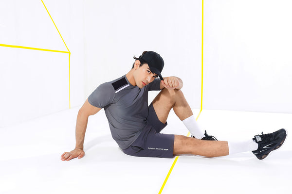 ZED Grey Active Stripe Performance Training T-shirt