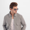 Grey Wool Cropped Fit Zipper Jacket