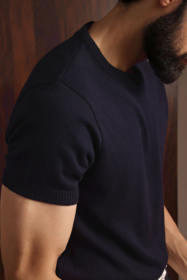 Navy Blue HQ Knitted T-shirt