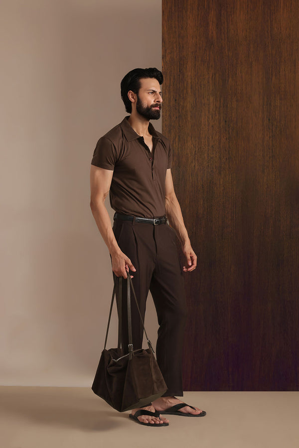 Premium Brown Viscose Lux Pleated Trouser