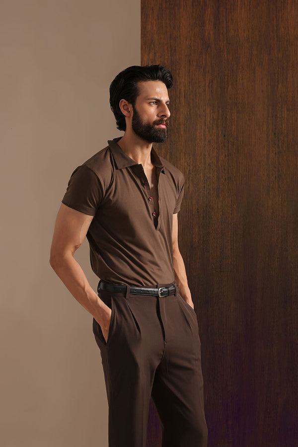Premium Brown Viscose Lux Pleated Trouser
