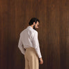 Beige Viscose Lux Wide-Leg Trouser with Front Buckle