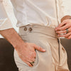 Beige Straight Fit Side Tab Trousers