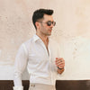 Beige Straight Fit Side Tab Trousers