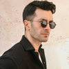 Black Plisse Half Button Down Shirt