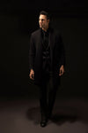 Black Double Breasted Wool Over Coat