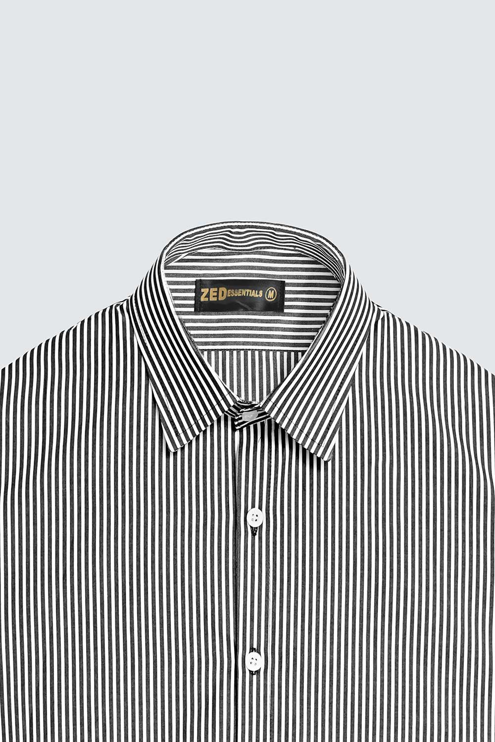 White and Black Striped Premium Cotton Shirt