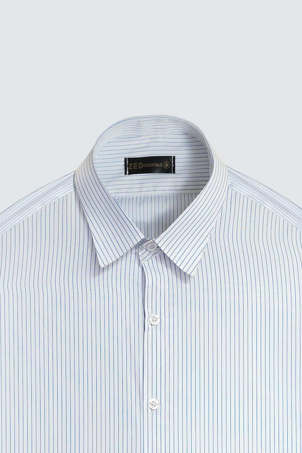 White and Blue Striped Premium Cotton Shirt