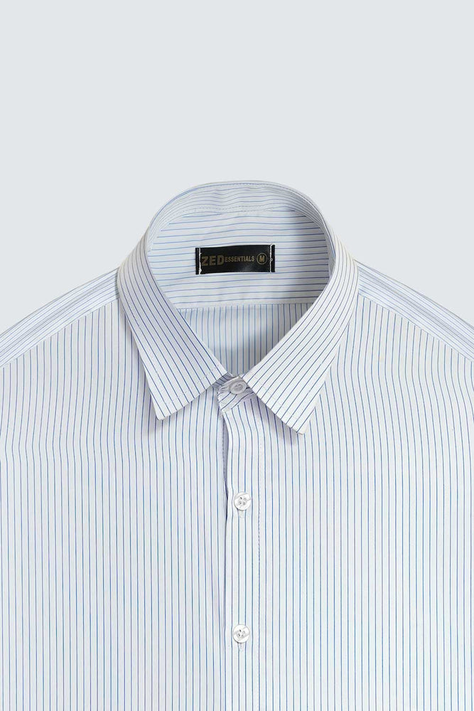 White and Blue Striped Premium Cotton Shirt