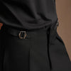 Black Viscose Lux Wide-Leg Trouser with Front Buckle