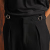 Black Viscose Lux Wide-Leg Trouser with Front Buckle