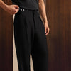 Black Viscose Lux Wide-Leg Trouser with Front Buckle