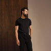 Premium Black Viscose Lux Pleated Trouser