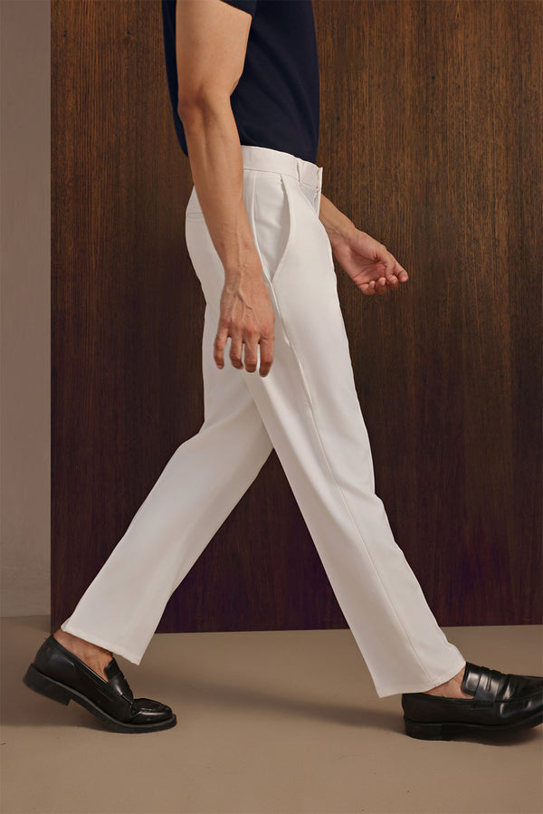 Premium White Viscose Lux Pleated Trouser