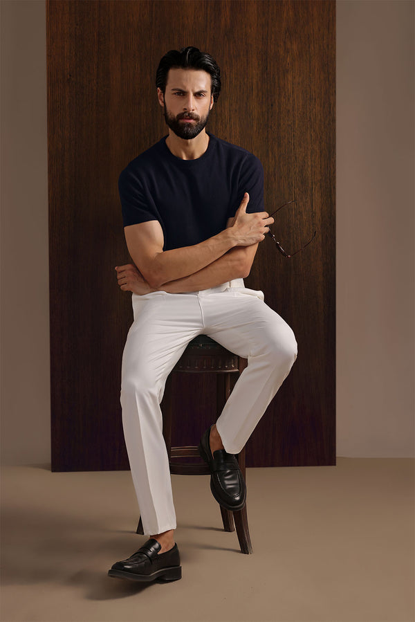 Premium White Viscose Lux Pleated Trouser