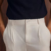 Premium White Viscose Lux Pleated Trouser