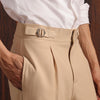 Beige Viscose Lux Wide-Leg Trouser with Front Buckle