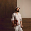 Light Beige Notched Neck Casual Linen Shirt