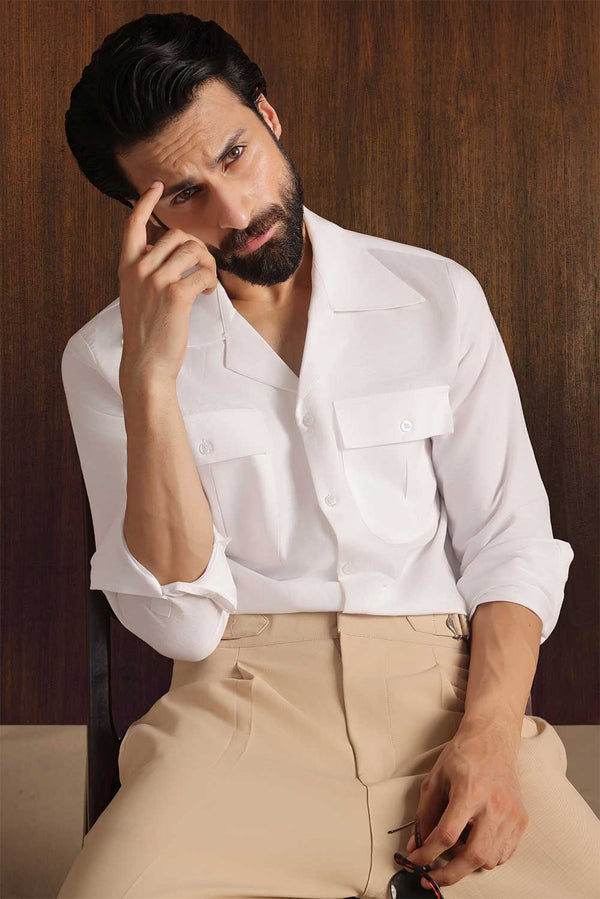 White Cuban Vice Linen Shirt