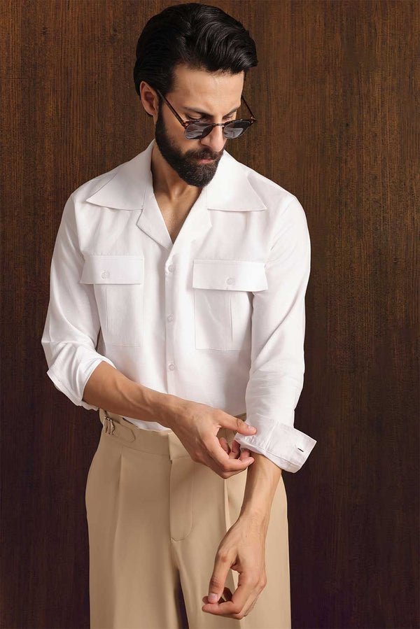 White Cuban Vice Linen Shirt