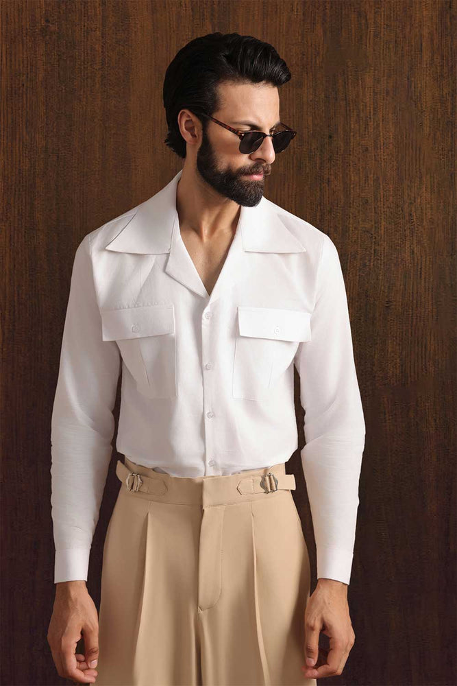 White Cuban Vice Linen Shirt