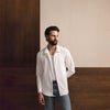 White Metro Crinkle Zip-Up Shirt