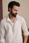 White Metro Crinkle Zip-Up Shirt
