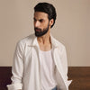White Metro Crinkle Zip-Up Shirt