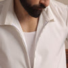 White Metro Crinkle Zip-Up Shirt