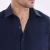 Navy Blue Oxford Premium Linen Shirt