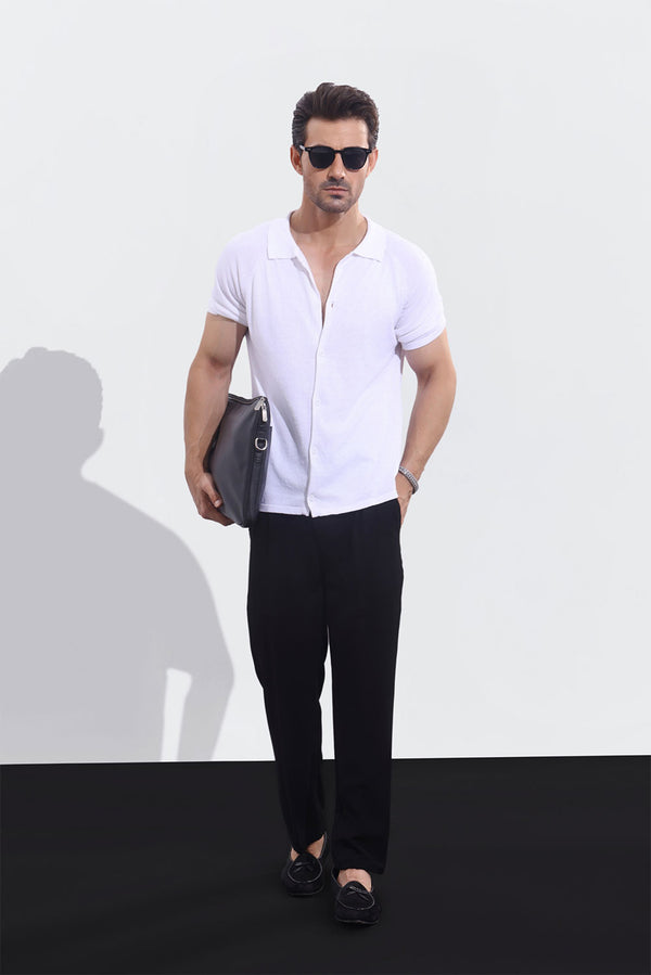 White Signature Knitted Soft Cotton Shirt