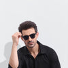 Black Linen Half Placket Shirt