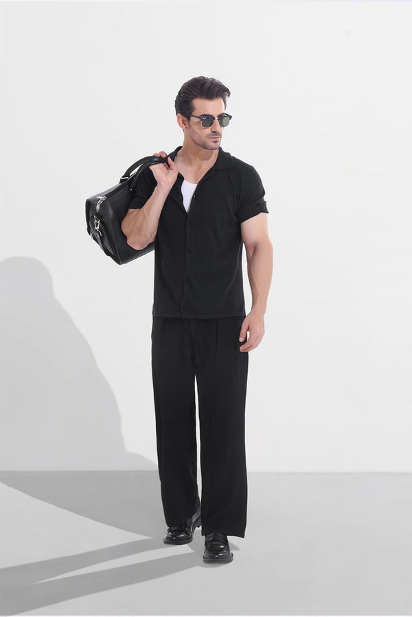 Black Signature Knitted Soft Cotton Shirt