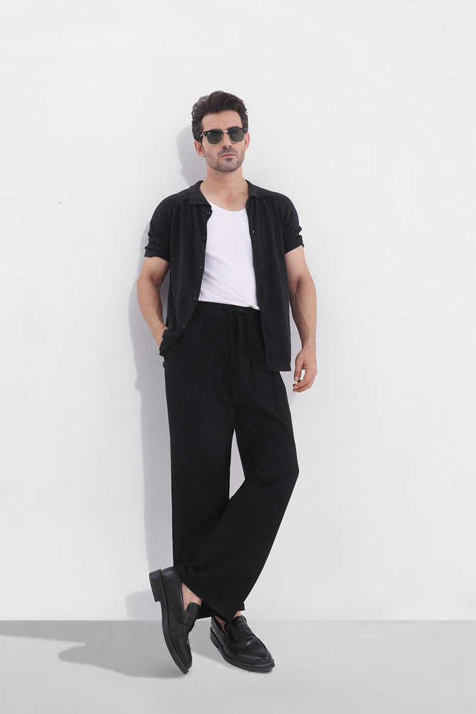 Black Signature Knitted Soft Cotton Shirt