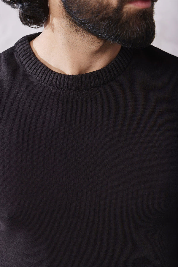 Black HQ Knitted Full Sleeves T-shirt