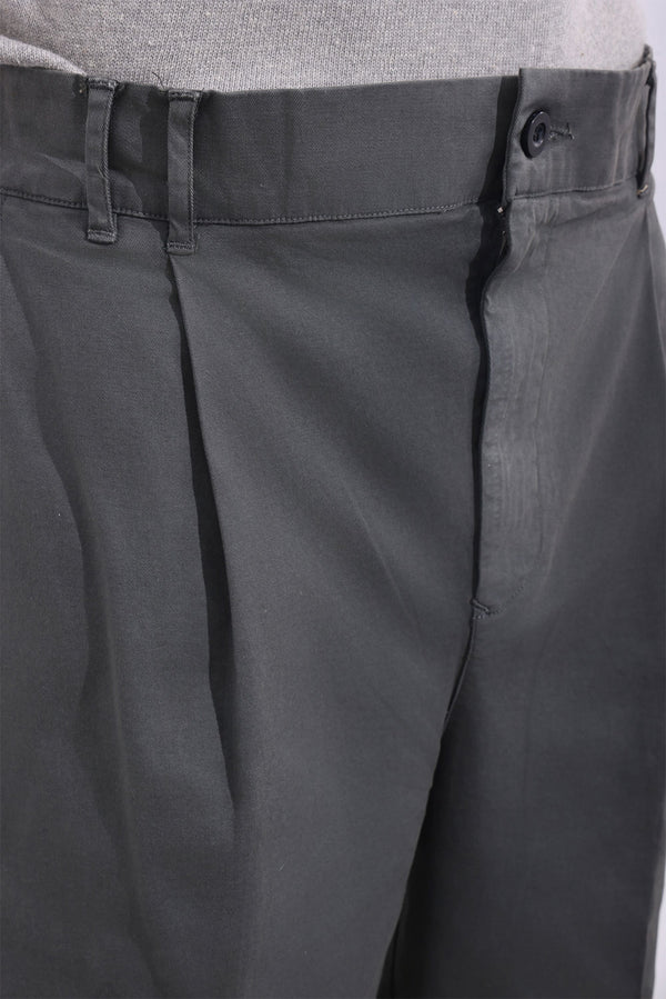 Grey Wide Leg Pleated Chinos