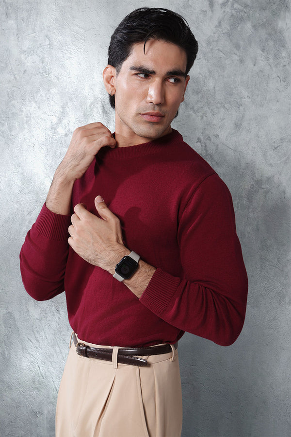 Maroon HQ Knitted Full Sleeves T-shirt
