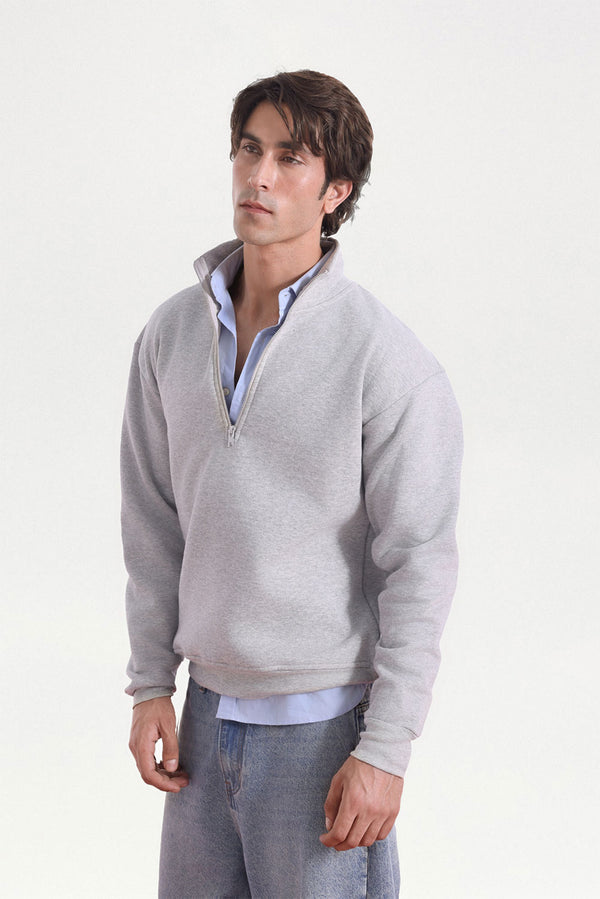 Heather Grey Relaxed Fit Zip-Top Sweatshirt