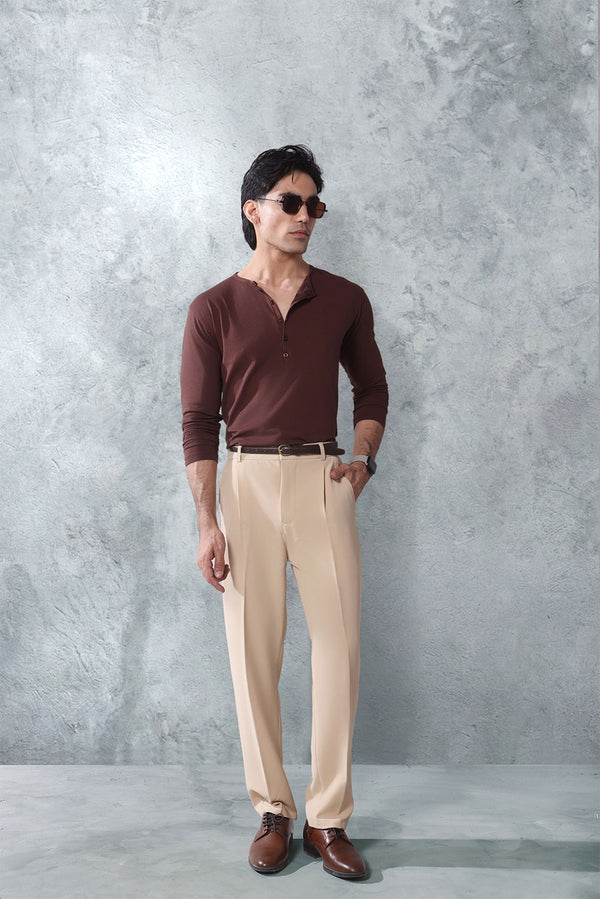 Brown Five Button Henley