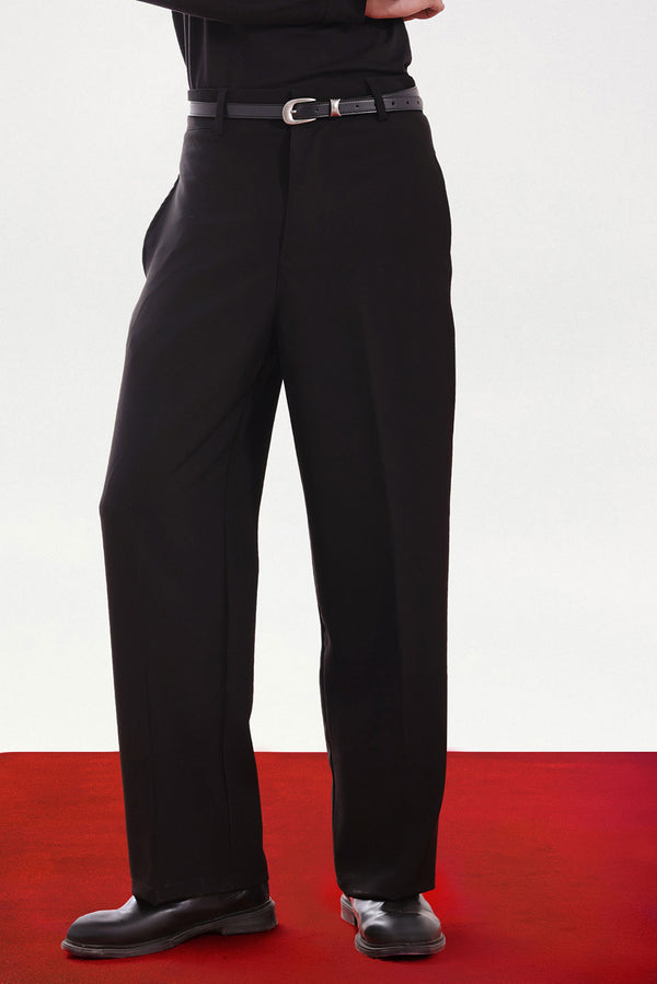 Premium Black Viscose Lux Wide Leg Trouser