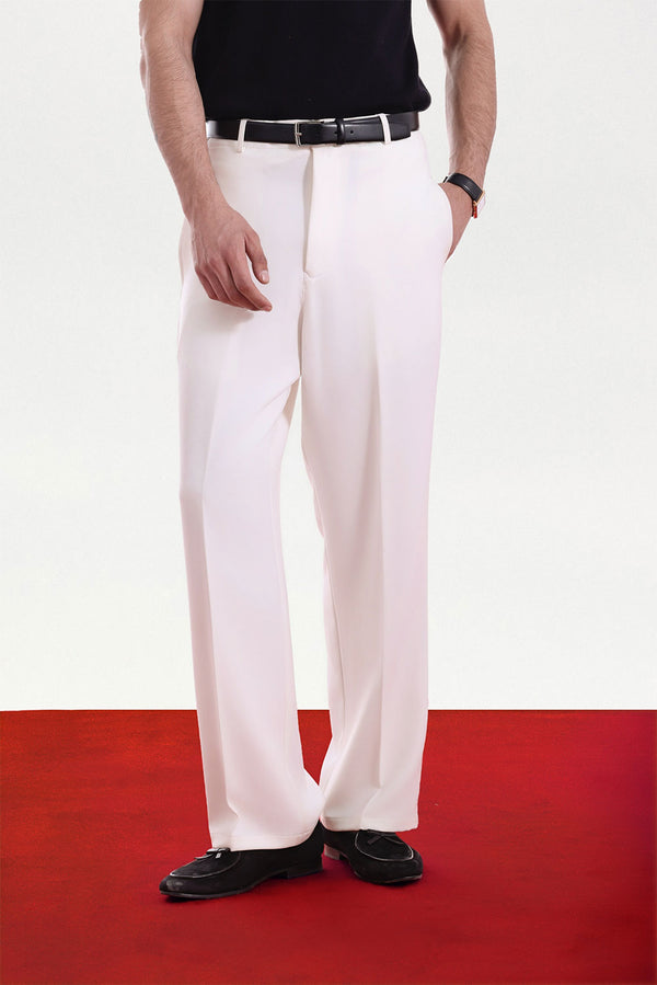 Premium White Viscose Lux Wide Leg Trouser