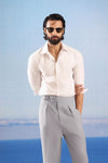 Premium Grey Viscose High Waist Pleated Pants